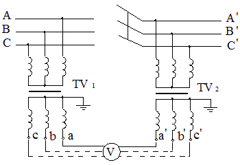 三相電壓互感器低壓側(cè)試驗(yàn)接線接線圖